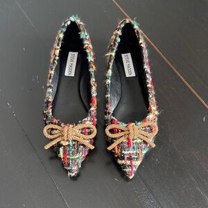 Steve Madden Elina Tweed Flats with Bow Size 6.5